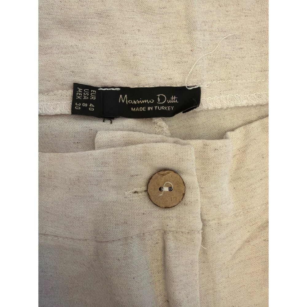 Massimo Dutti Womens Wide Leg Trousers Beige High Rise Pants Size 8 EUR 40